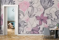 Modern nature stylized flowers wallpaper.