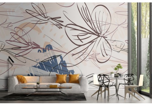 Modern nature stylized flowers wallpaper.