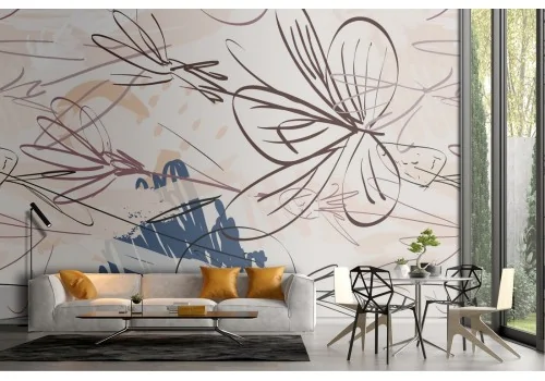 Modern nature stylized flowers wallpaper.348