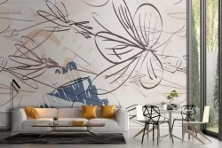 Modern nature stylized flowers wallpaper.