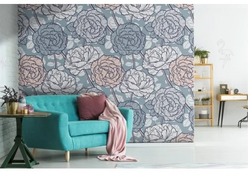 Carta da Parati fiori stilizzati natura moderna.