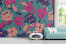 Carta da Parati fiori stilizzati natura pattern.