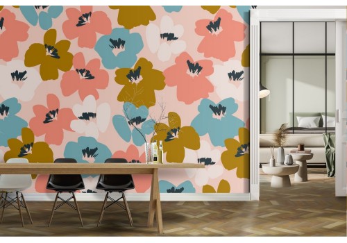 Wallpaper with stylized flowers nature pattern.