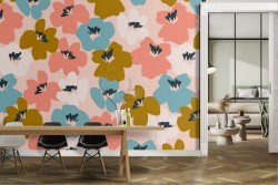 Wallpaper with stylized flowers nature pattern.
