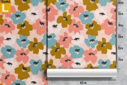 Carta da Parati fiori stilizzati natura pattern.