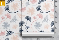 Carta da Parati fiori stilizzati natura pattern.