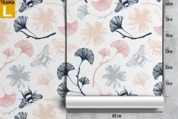 Carta da Parati fiori stilizzati natura pattern.