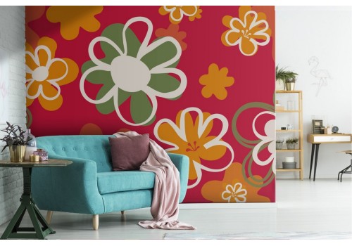 Wallpaper with stylized flowers nature pattern.