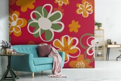 Wallpaper with stylized flowers nature pattern.