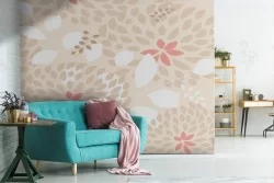 Carta da Parati fiori stilizzati natura vintage.