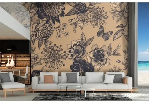 Vintage nature stylized flowers wallpaper.356