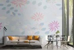 Carta da Parati fiori stilizzati natura vintage.