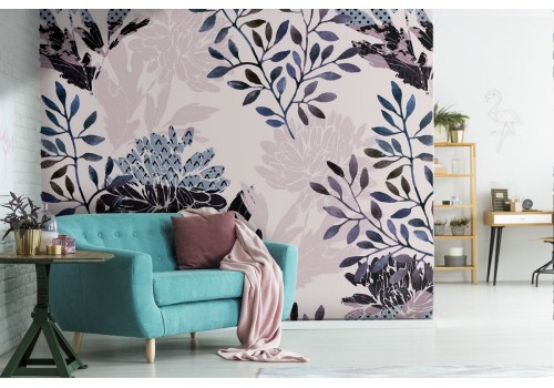 Vintage nature stylized flowers wallpaper.