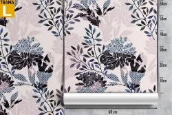 Carta da Parati fiori stilizzati natura vintage.