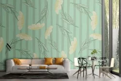 Carta da Parati fiori stilizzati natura vintage.