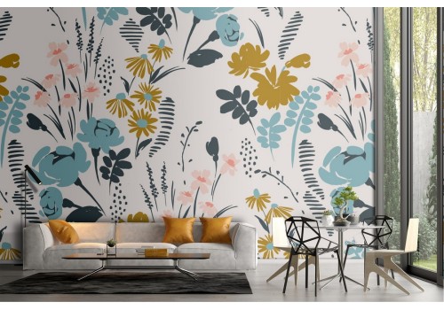 Vintage nature stylized flowers wallpaper.