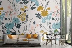 Vintage nature stylized flowers wallpaper.