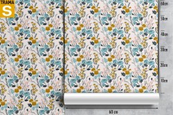 Carta da Parati Design e Stili Flora e Fauna Fiori Natura Stilizzata Vintage