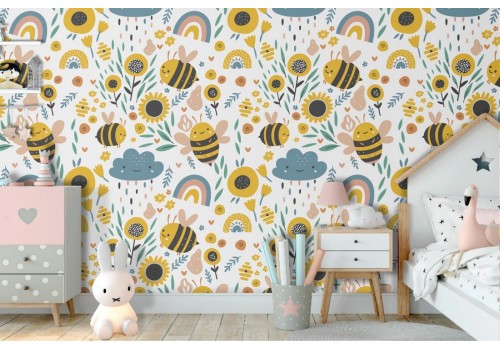 Vintage nature stylized flowers wallpaper.