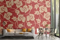 Carta da Parati fiori stilizzati natura vintage.