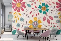 Wallpaper stylized flowers nature pattern.