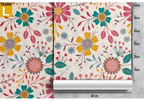 Carta da Parati fiori stilizzati pattern natura. 2