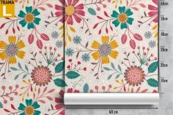 Carta da Parati fiori stilizzati pattern natura.