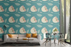 Carta da Parati fiori stilizzati vintage natura.