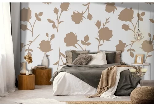 Carta da Parati fiori stilizzati vintage natura.