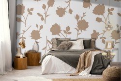 Carta da Parati fiori stilizzati vintage natura.