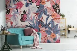 Modern nature tropical flowers wallpaper.