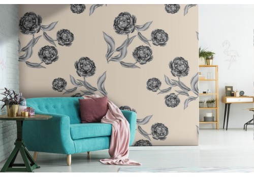 Vintage nature flowers wallpaper refined pattern.
