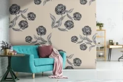 Vintage nature flowers wallpaper refined pattern.