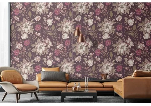 Carta da Parati fiori vintage natura pattern.