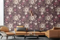 Vintage nature flowers wallpaper pattern.