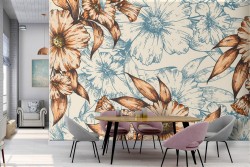 Vintage nature flowers wallpaper pattern.