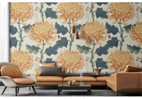 Vintage nature flowers wallpaper pattern.380