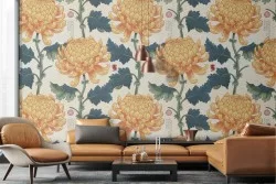 Carta da Parati fiori vintage natura pattern.