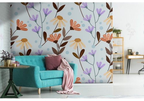 Refined vintage nature flowers wallpaper.