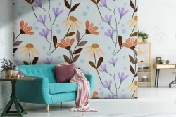 Carta da Parati fiori vintage natura raffinata.