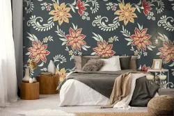 Carta da Parati fiori vintage pattern natura.