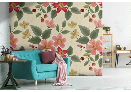 Vintage flowers wallpaper nature pattern.