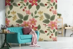 Carta da Parati fiori vintage pattern natura.