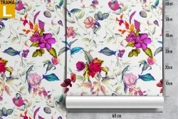 Modern nature wallpaper with purple flowers.