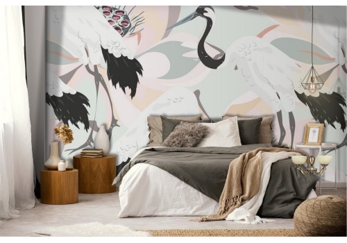 Carta da Parati foglie astratte natura moderna.