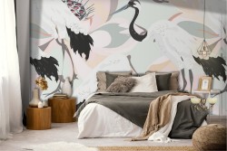 Carta da Parati foglie astratte natura moderna.