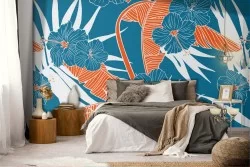 Abstract Leaves Modern Nature Wallpaper.