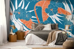 Carta da Parati foglie astratte natura moderna.