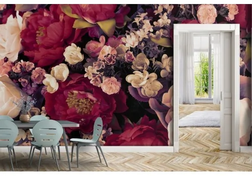 Wallpaper with red and white roses composition nature 2