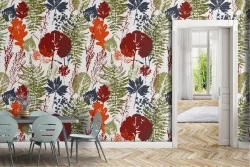 Abstract leaves nature pattern modern wallpaper.